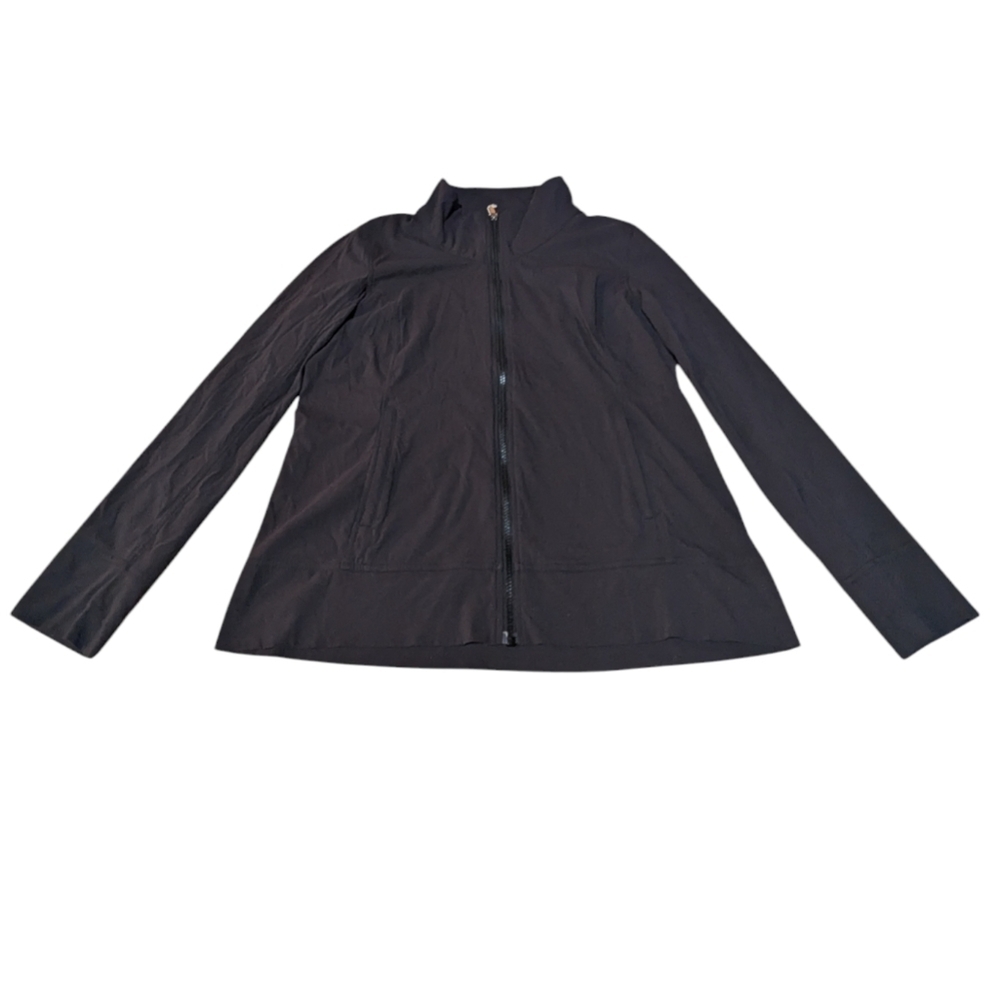 Lucy Black Performance Active Lightweight Full Zip Nylon Jacket Large Yoga